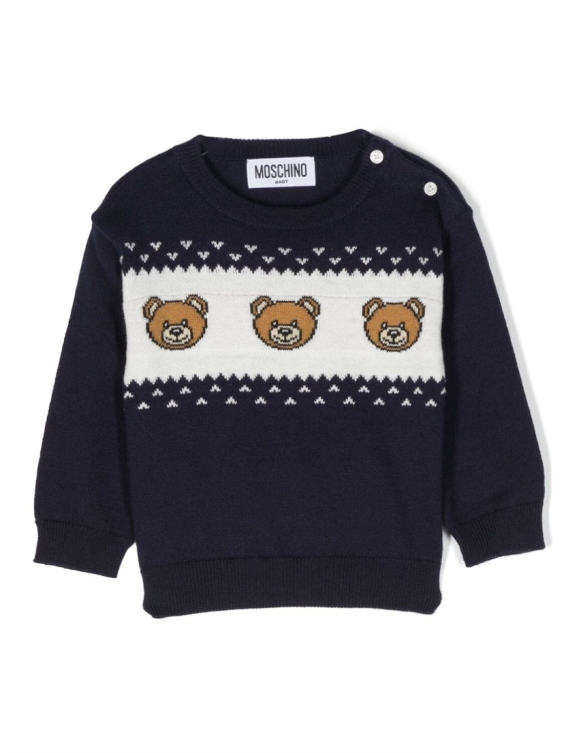

Moschino Kids джемпер вязки интарсия с принтом, синий