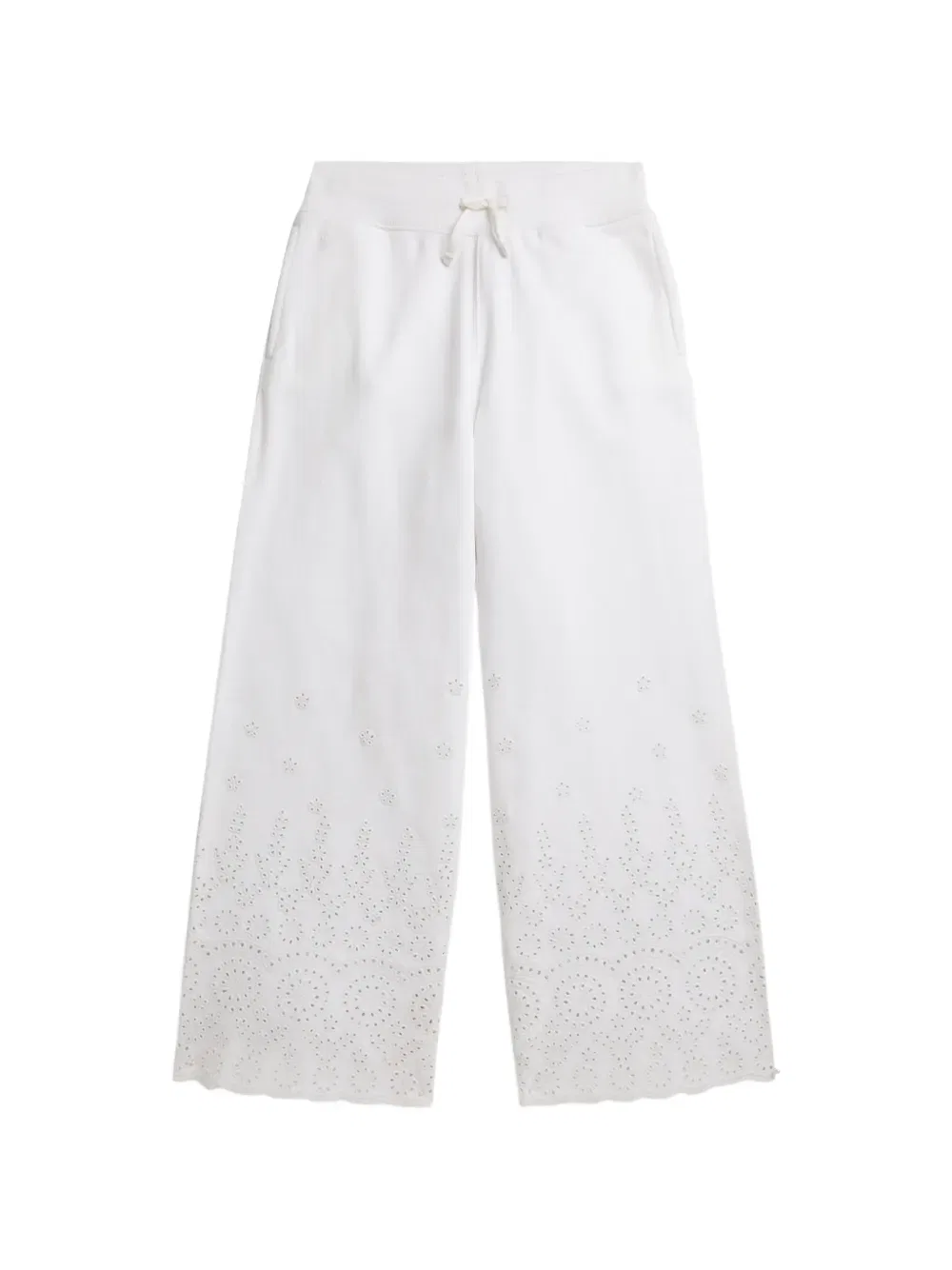 Брюки с широкими штанинами и перфорацией Polo Ralph Lauren Kids, белый