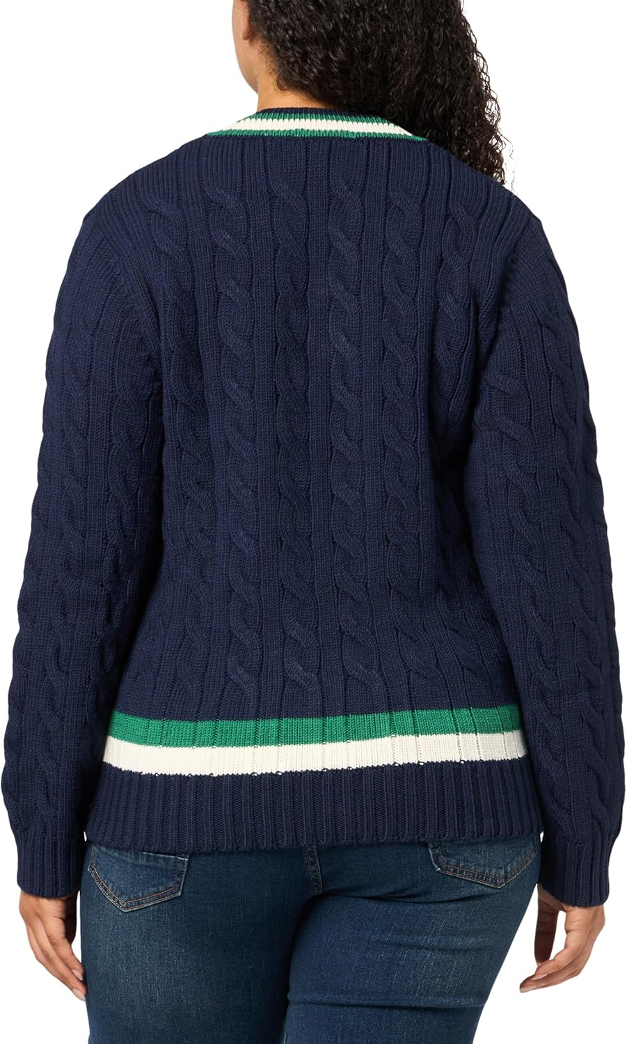 Свитер Lacoste полосатый шерстяной женский, Navy Blue/Green/White — фото 4