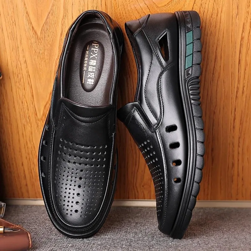 Мокасины мужские с вырезами сетка Handmade Flat Casual Loafers Breathable Comfortable Casual Moccasin, Black DHFIRUFSHLO — фото 3