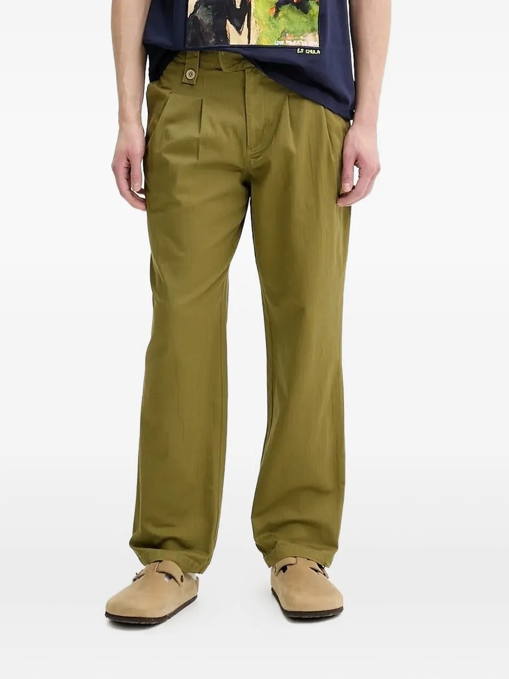 

Брюки прямого кроя с карманами и складками Desigual, зеленый