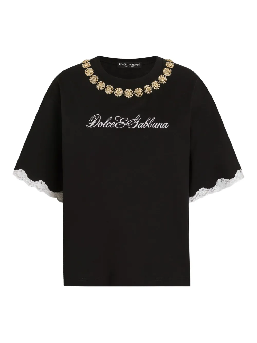 

Футболка с кружевом DOLCE & GABBANA, черный