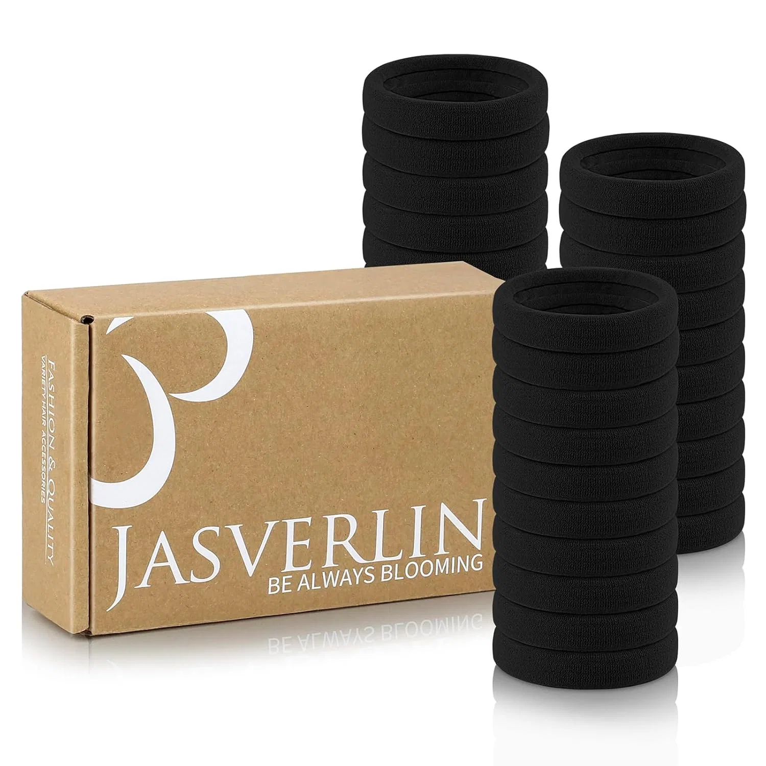 Набор из 30 черных толстых бесшовных резинок для волос JASVERLIN Jasverlin, Black