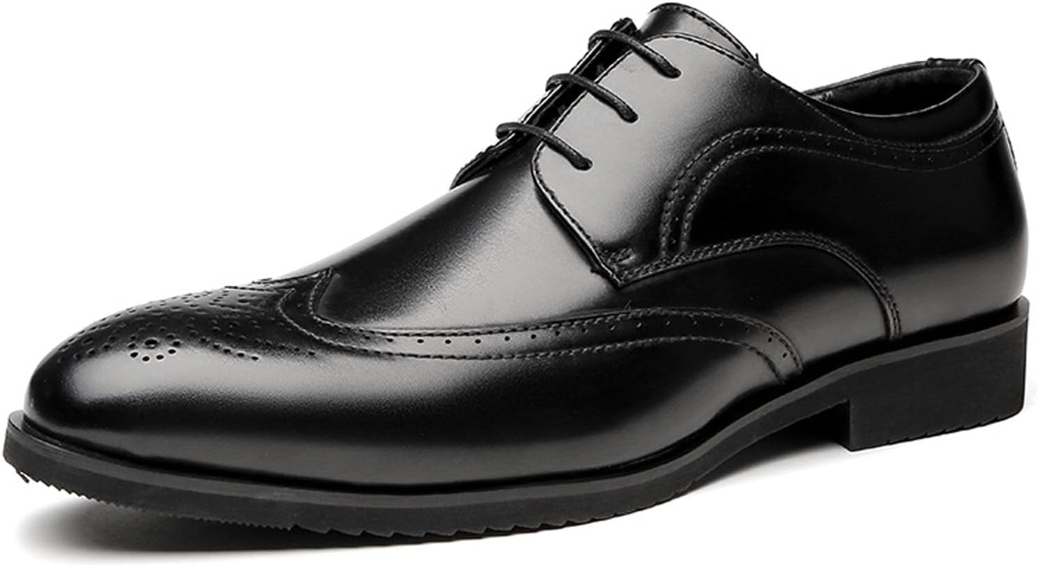 

Мужские кожаные повседневные туфли с шнуровкой, классические оксфорды с декоративной перфорацией, деловые ретро-дерби для мужчин Amazideal, черный