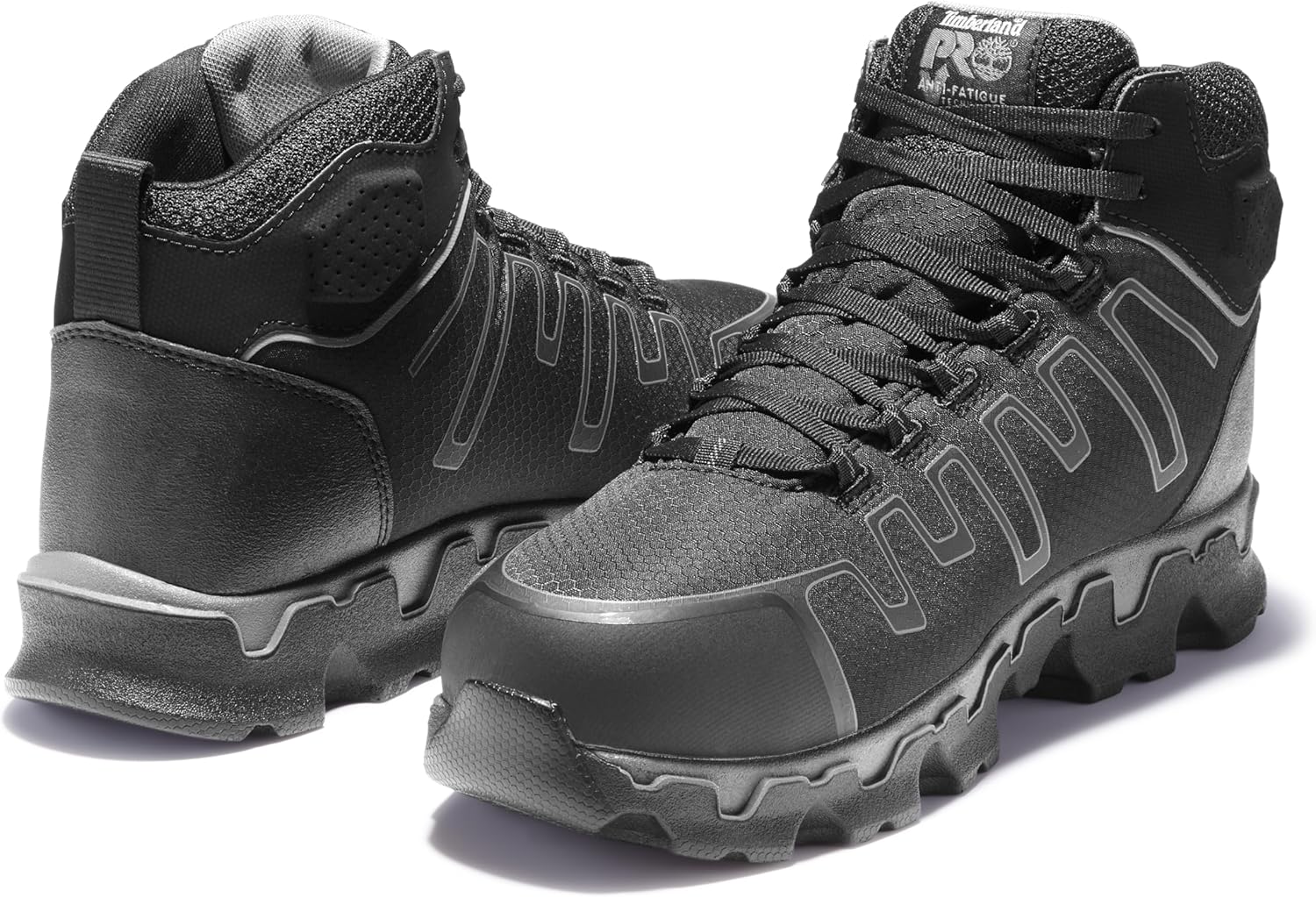 Timberland PRO мужские промышленные рабочие кроссовки Powertrain Sport Mid Alloy Safety Toe, Black/Grey — фото 3