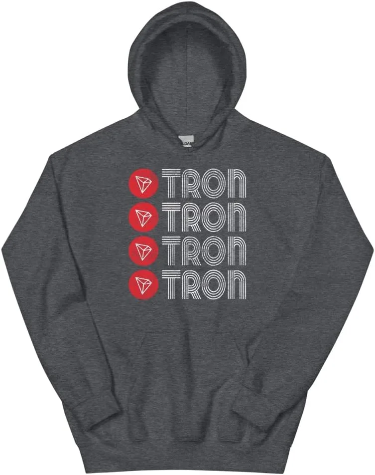 Худи Tron Crypto, подарки с символикой криптовалюты Tron, пуловер Tron, подарок для инвестора в криптовалюту, худи в стиле ретро Tron Generic, Dark Heather