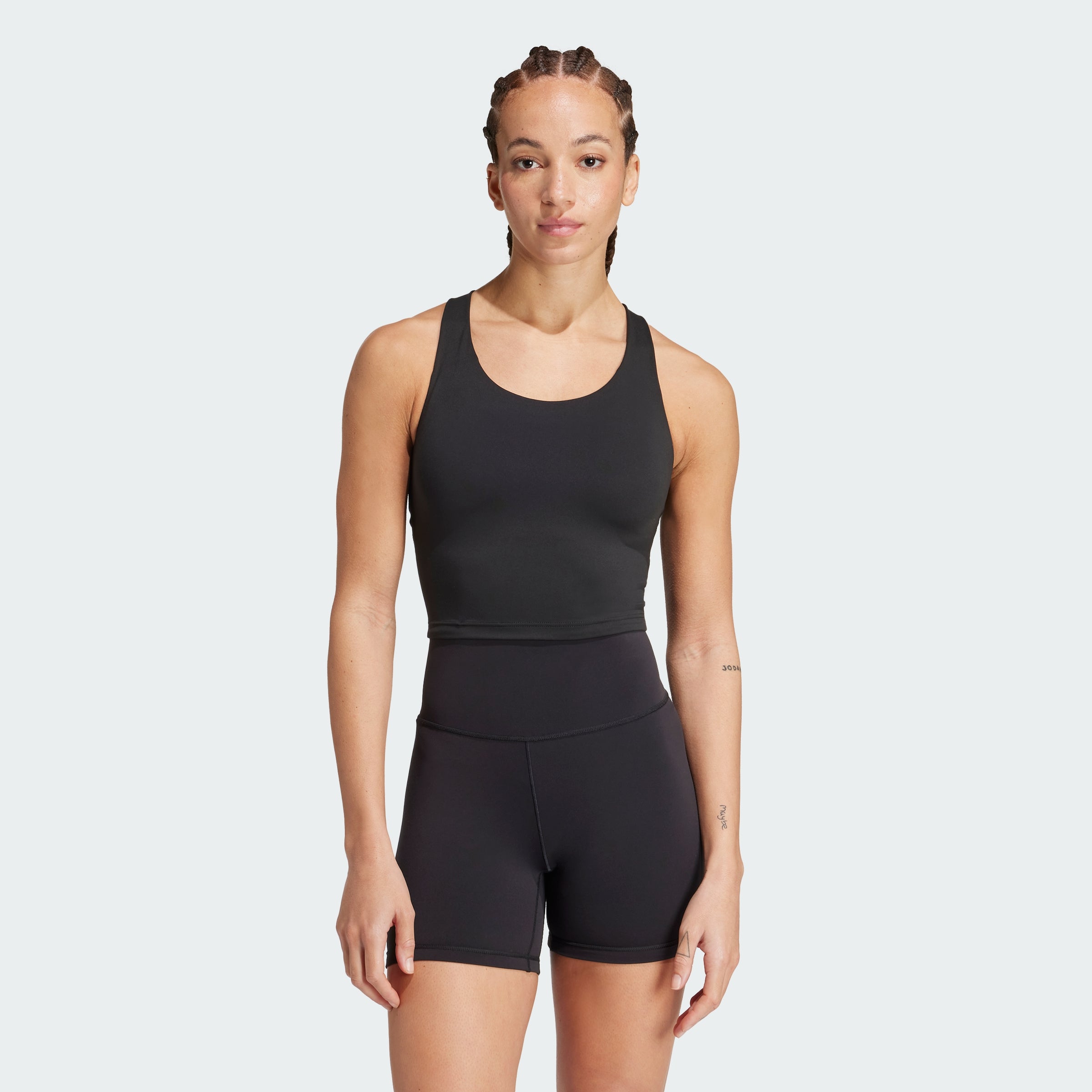

Женская майка-бюстгальтер Adidas All Me Medium-Support Long Line, цвет core black