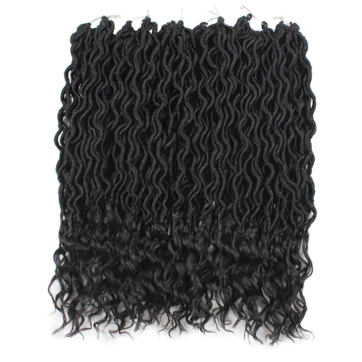 Искусственные дреды Xtrend Goddess Faux Locs с волнистыми концами, 18 дюймов, 6 упаковок Xtrend, 1B# — фото 4