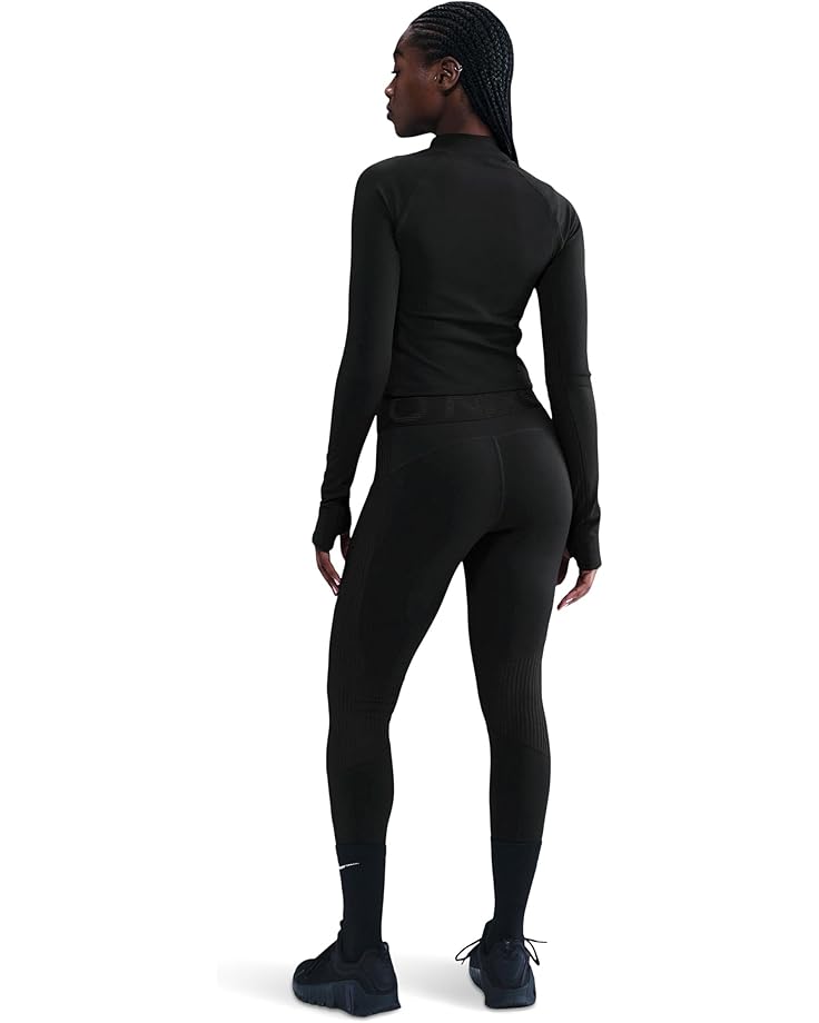 Женские леггинсы Nike Pro Dri-Fit Warm Sculpt High-Rise Grid Graphic, Black/White — фото 2