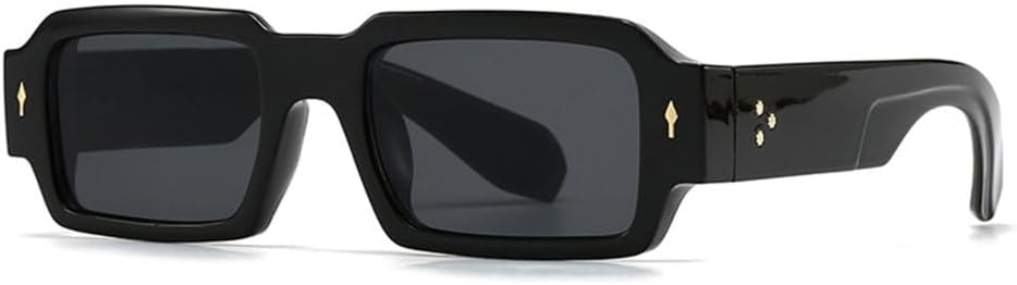 

Популярные модные квадратные женские солнцезащитные очки с заклепками, винтажные панк-очки, модные мужские солнцезащитные очки с защитой от УФ-излучения UV400 LJTJTAV, Black Gray