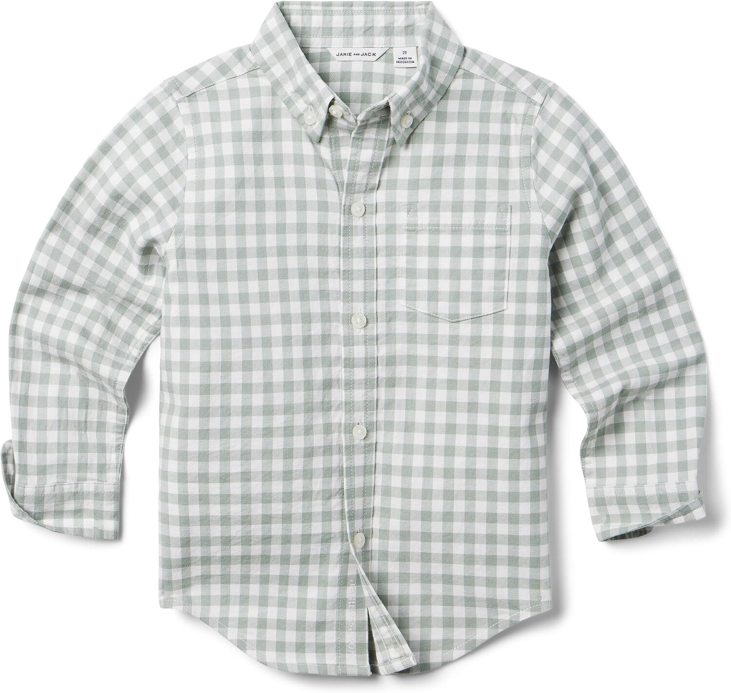 

Рубашка Janie and Jack Brushed Twill Plaid Button-Up, зеленый