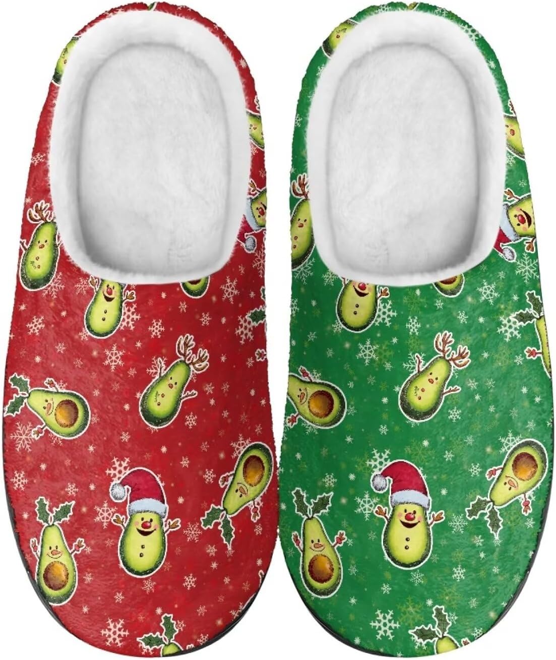 

Мужские и женские плюшевые тапочки, фланелевые теплые мягкие уютные тапочки, домашняя обувь для спальни/улицы, размеры 3-15 Zcfygdx, Christmas Avocado Pattern Print