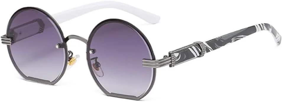 

Полукруглые солнцезащитные очки с мраморным рисунком для женщин, градиентные солнцезащитные очки без оправы, защита от УФ-излучения UV400 LANGSER, Black Double Gray