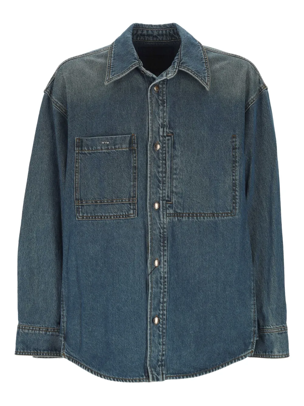 

Джинсовая рубашка с цветочным принтом Wooyoungmi, синий