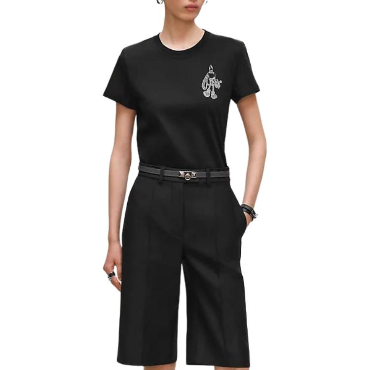 

HERMES Футболка FW25 Regular женская черная, Черный, HERMES Футболка FW25 Regular женская черная