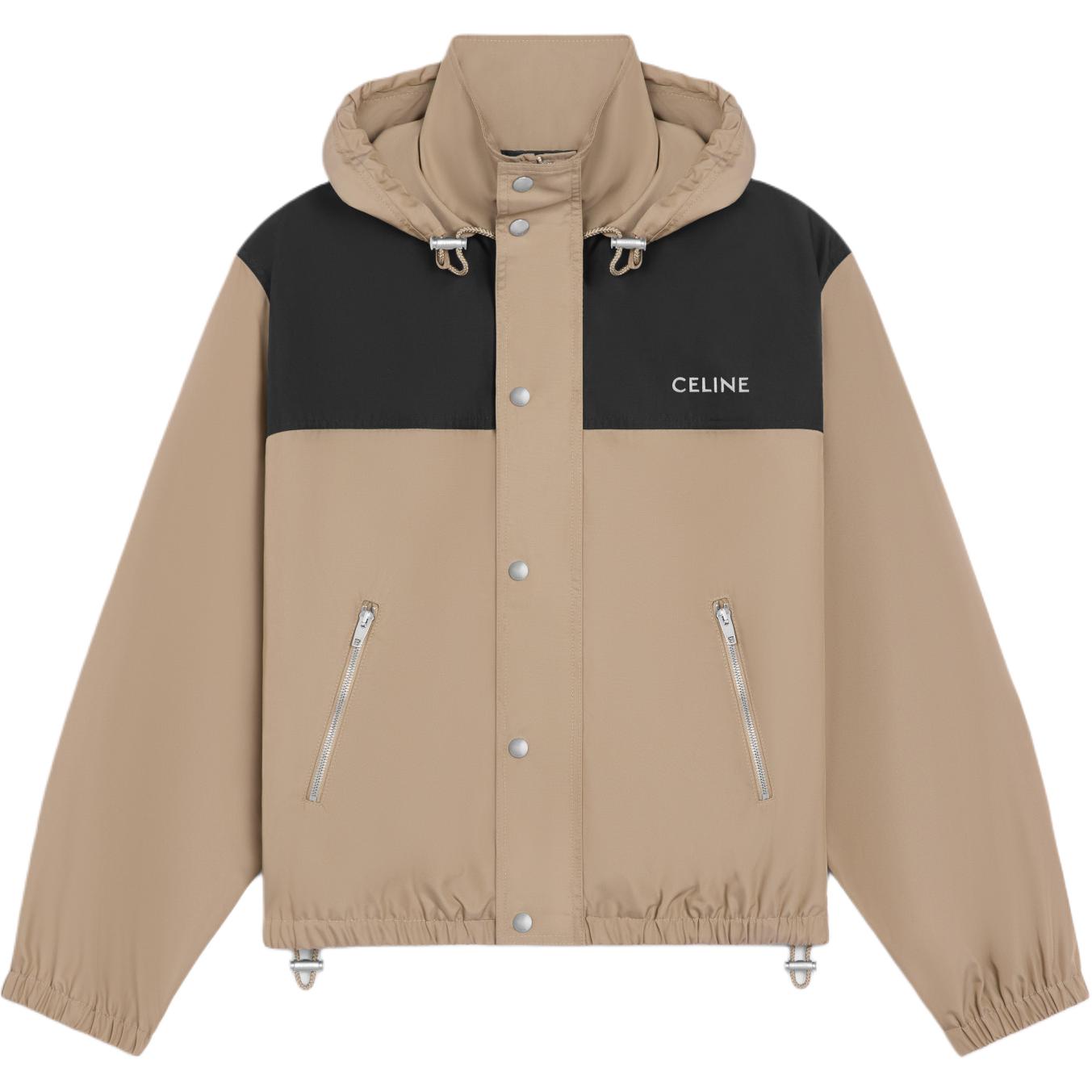 

Куртка с высокой горловиной и вышитым логотипом CELINE, бежевый