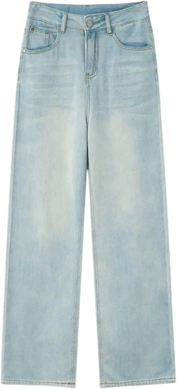 

Светлые джинсы летние модные универсальные высокие прямые брюки BGBLKBFPNK