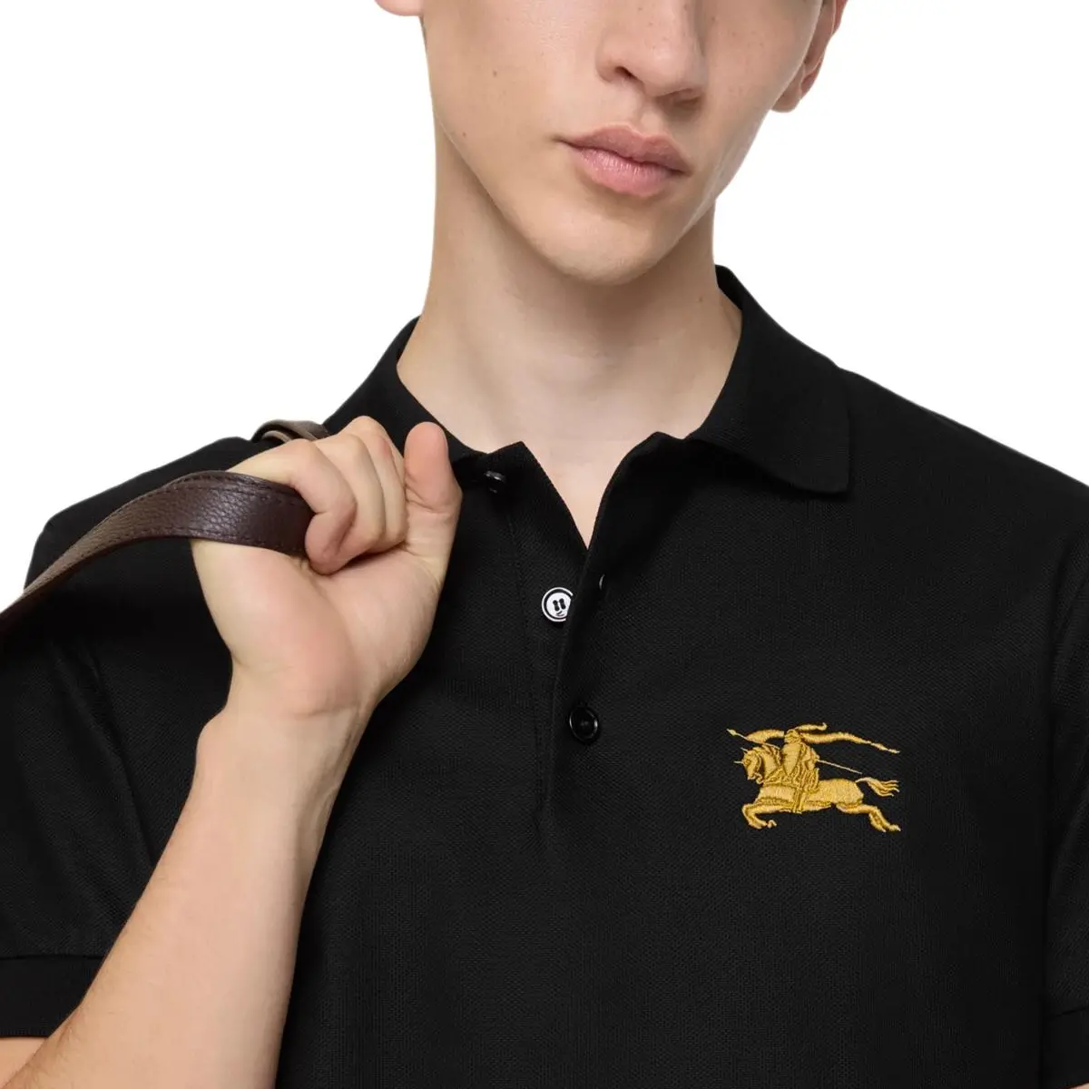 Поло Burberry Equestrian Knight, черное — фото 4
