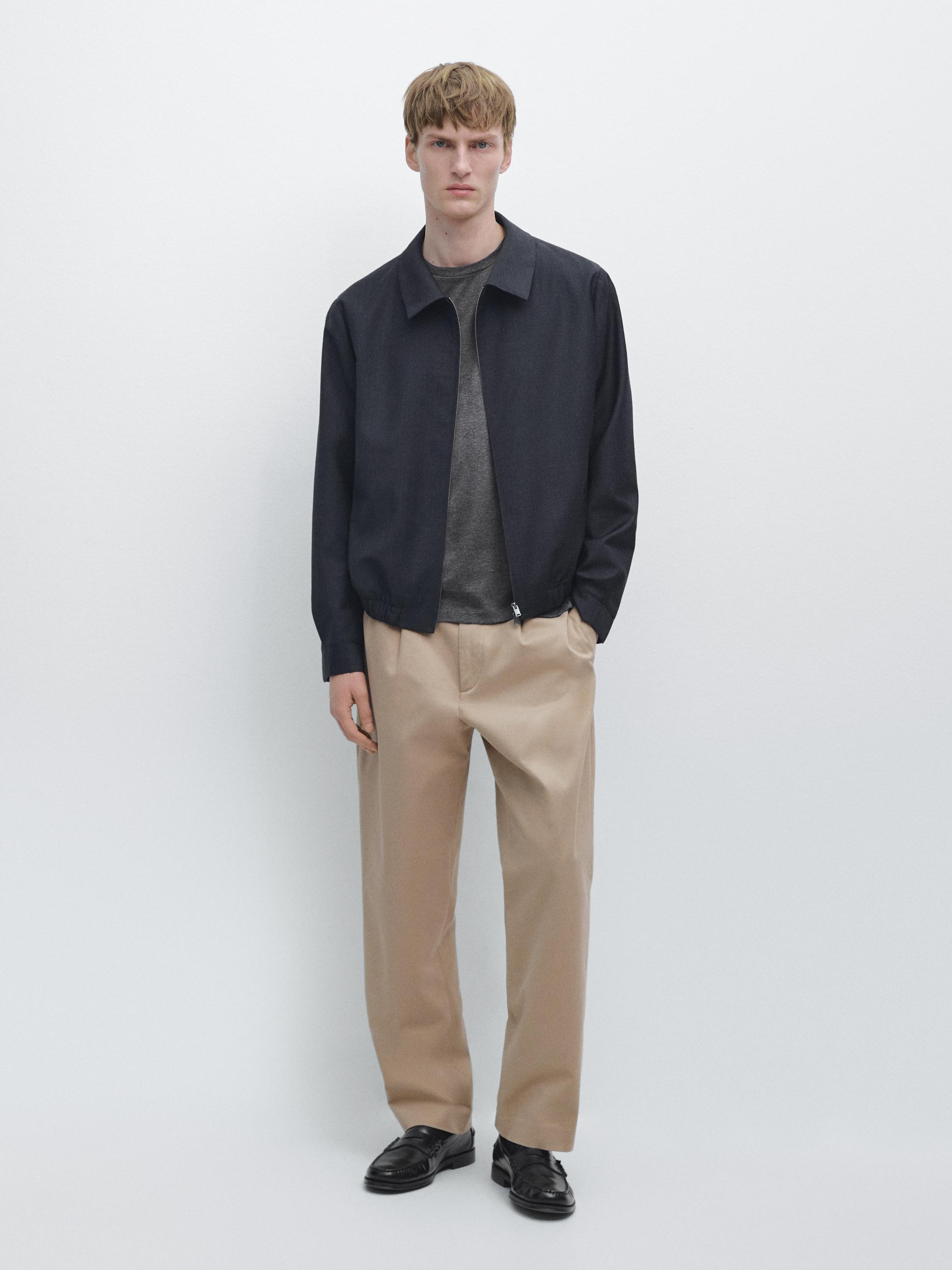 

Шерстяная куртка с узором «гусиная лапка» Massimo Dutti, navy blue