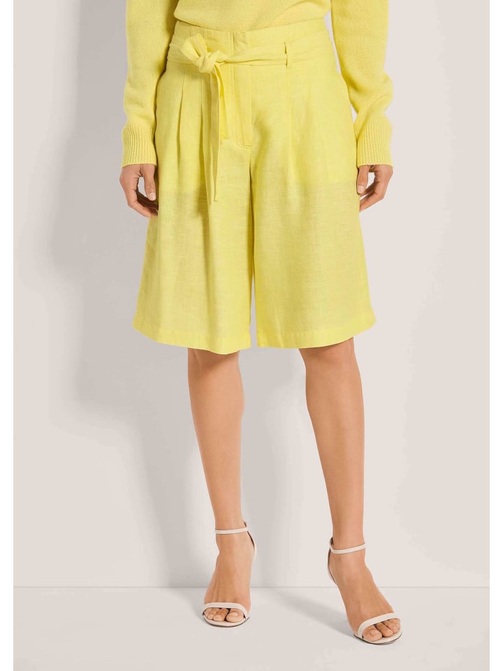

MADELEINE Льняные шорты-бермуды с высокой талией лимонного цвета