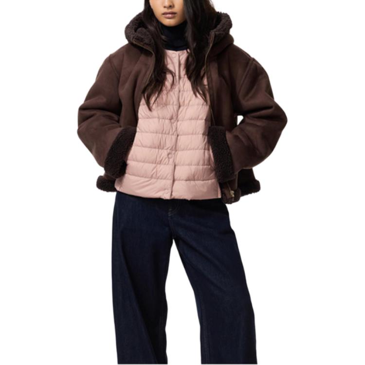 

UNIQLO Пуховик-жилет женский Pastel Pink с круглым вырезом Moderate