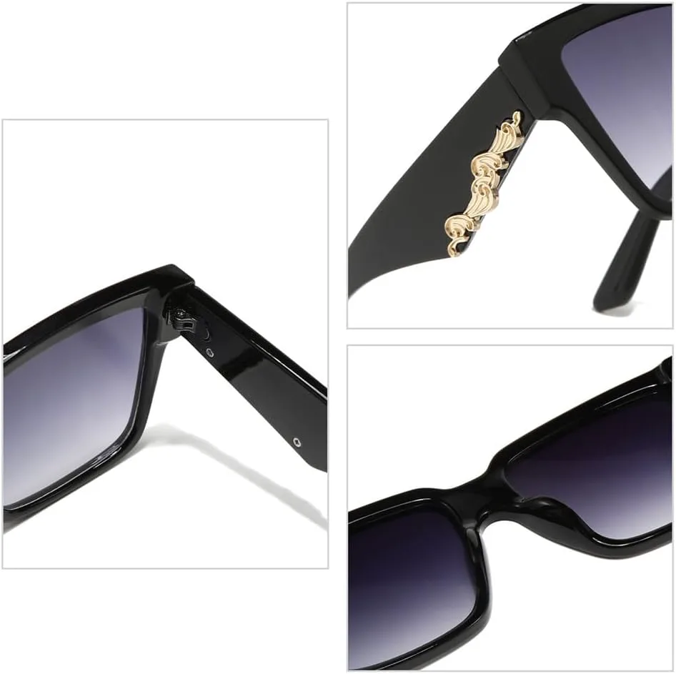 

Солнцезащитные очки для женщин 2027 года с металлическим декором, большие, в стиле ретро, ​​с градиентными линзами и защитой от УФ-излучения UV400 MTZJH, C7