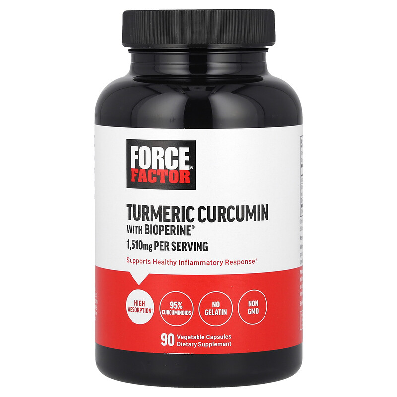 

Force Factor, Куркумин и куркумин с BioPerine, 90 растительных капсул