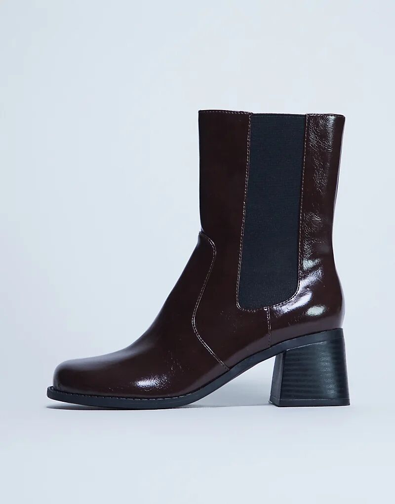 Ботинки челси на блочном каблуке Topshop Myra шоколадного цвета