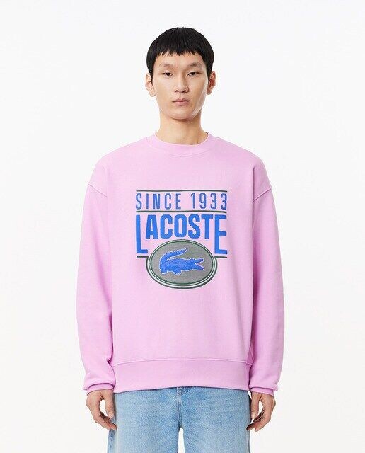 

Плюшевый свитшот свободного кроя с принтом в стиле 80-х Lacoste, розовый