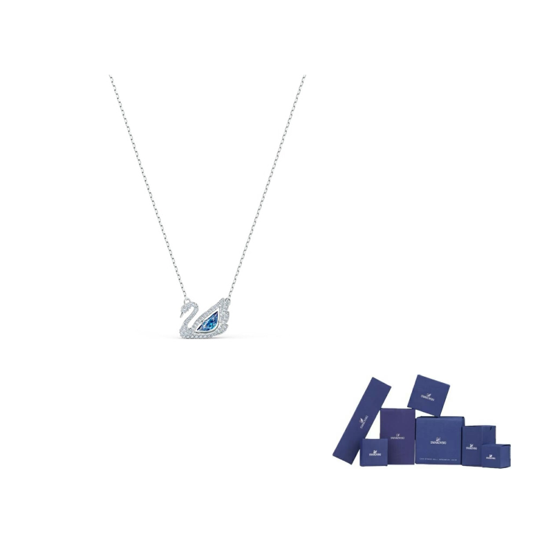 

Swarovski Родированное ожерелье с лебедем для женщин в синем цвете
