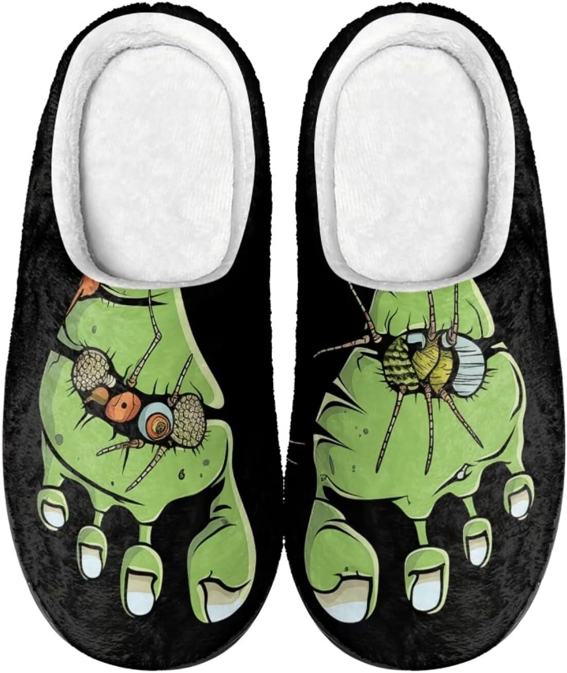 

Милые мультяшные фланелевые тапочки Howilath унисекс, теплые и дышащие хлопковые тапочки с противоскользящей подошвой, Monster Feet