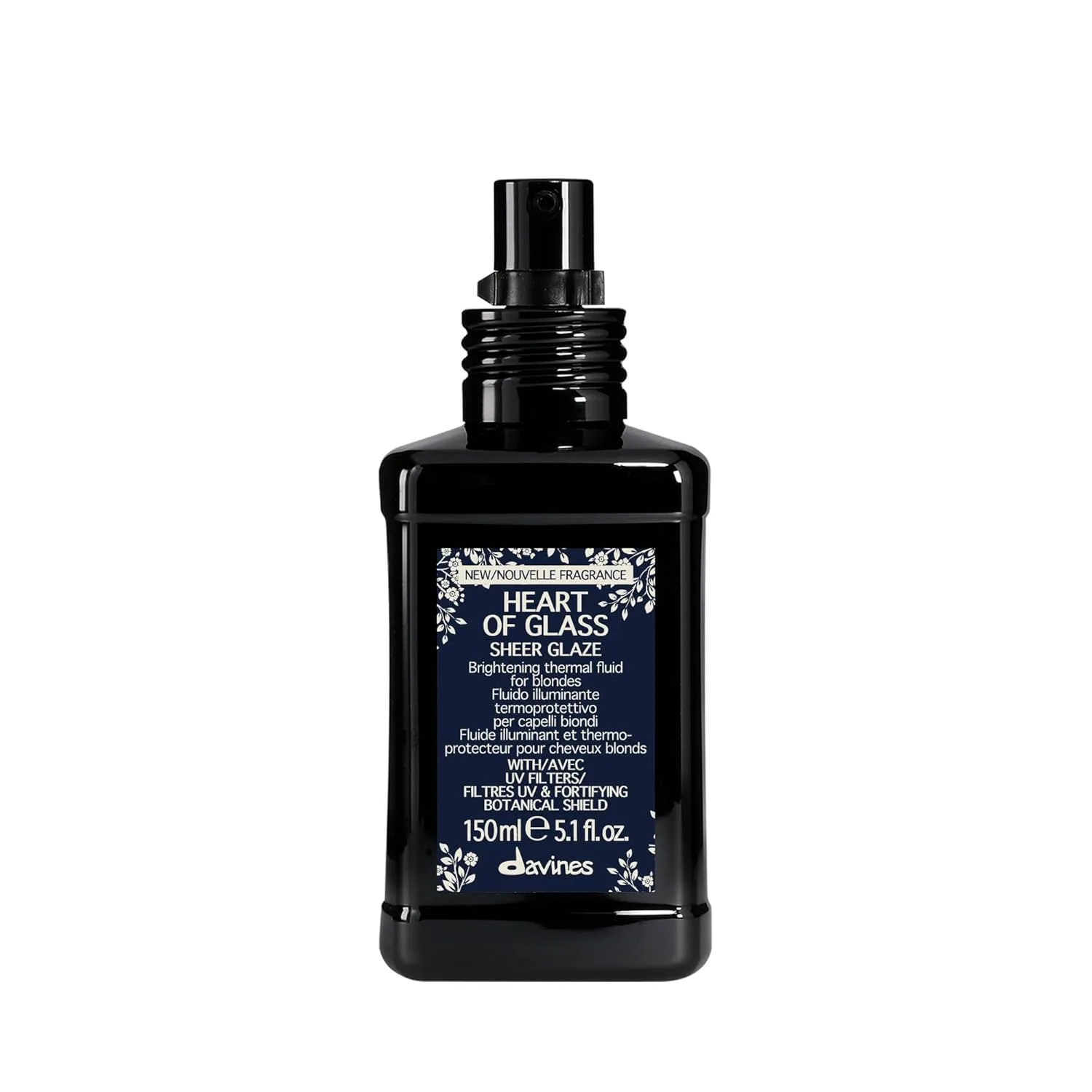 Davines Heart of Glass Sheer Glaze, термозащитный несмываемый флюид для осветленных волос - увлажняет, защищает от ультрафиолета и тепла, придает блеск, 150 мл, green