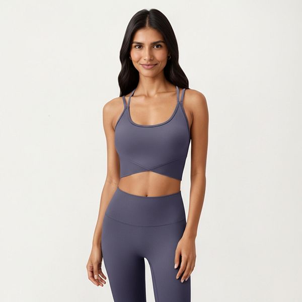 

Женский спортивный топ с ремешками на спине, круглым вырезом и широкой поддерживающей лентой Anna-Kaci, Dark Gray