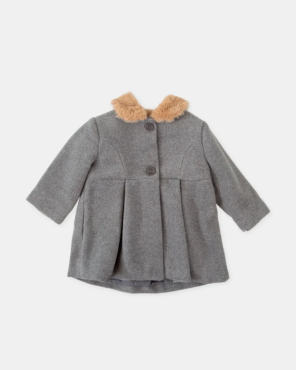 

Серое детское пальто из сукна с меховым воротником Tutto Piccolo, серый