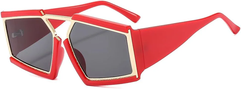 

Новые солнцезащитные очки неправильной формы 2025 года для женщин и мужчин, винтажные солнцезащитные очки с защитой от УФ-излучения UV400 DSXLY, Red Grey