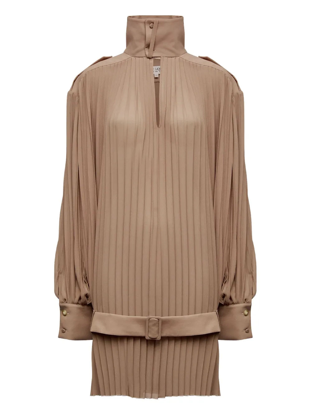 

Плиссированное платье с высоким воротником MM6 Maison Margiela, нейтральный