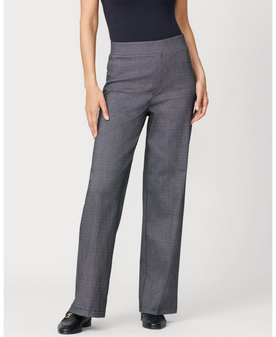 

Женские брюки с широкими штанинами и микросеткой, надеваемые через голову Cable & Gauge, Black & white micro grid