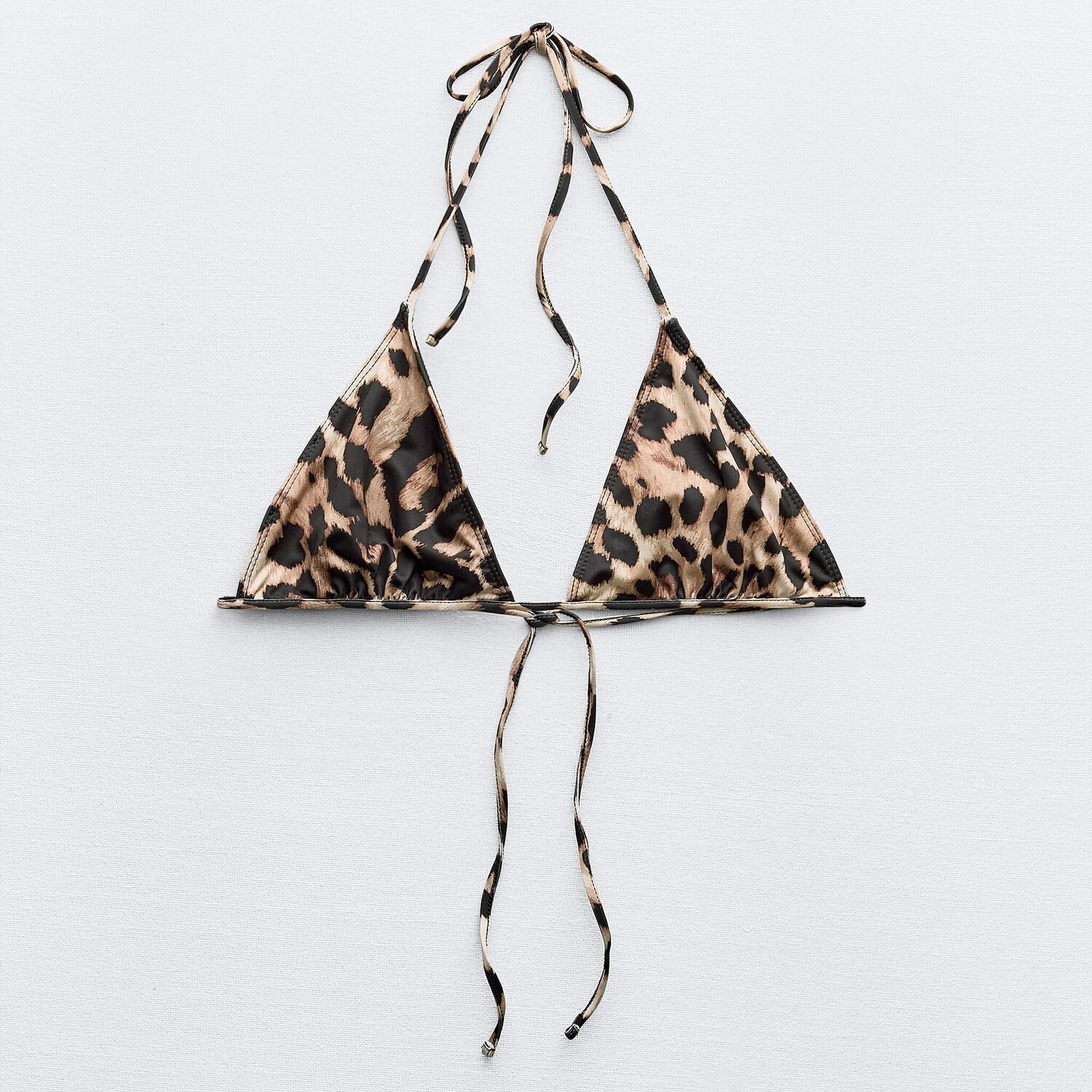 

Топ-бикини Zara Animal Print Triangular, коричневый