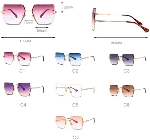 

Классические женские солнцезащитные очки без оправы квадратной формы с градиентным переходом цвета и защитой от УФ-излучения UV400 MTZJH, Purple Gradient