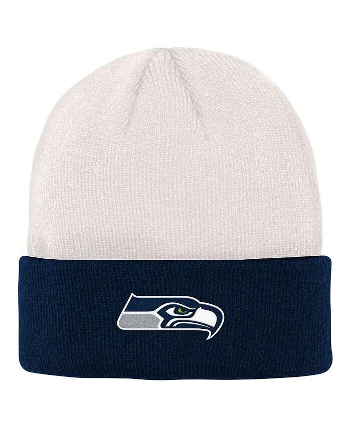 

Кремовая, темно-синяя вязаная шапка Big Boys Seattle Seahawks с костяными манжетами Outerstuff