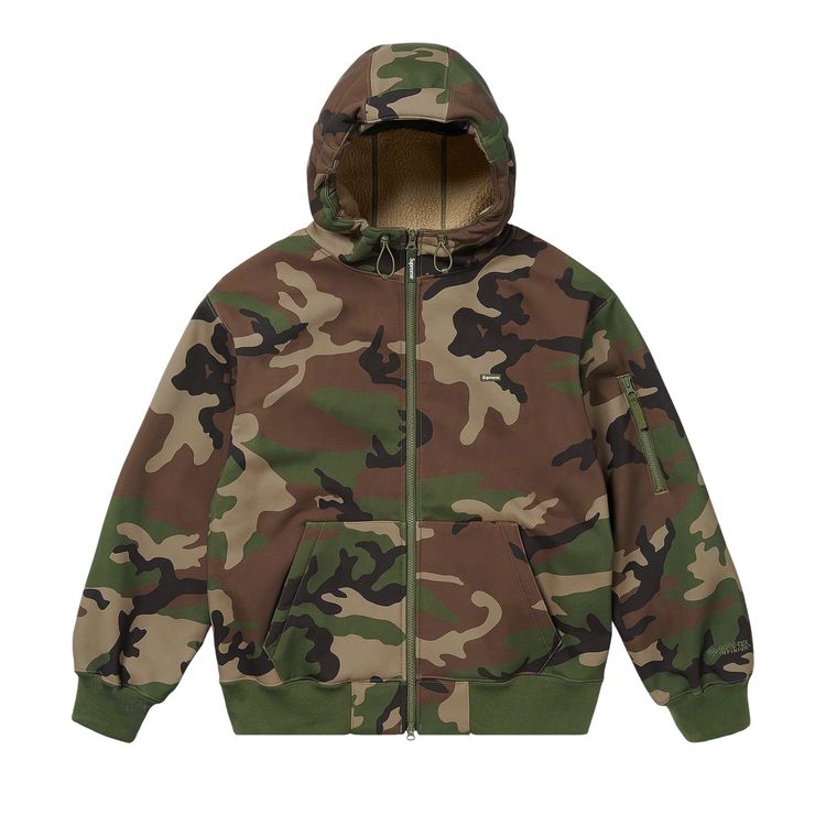 

Толстовка Supreme WINDSTOPPER Zip Up Hooded Sweatshirt Woodland Camo, разноцветный