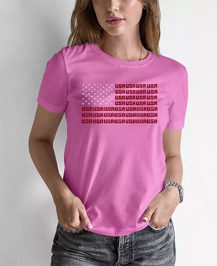 

Женская футболка с надписью Word Art и флагом США LA Pop Art, розовый