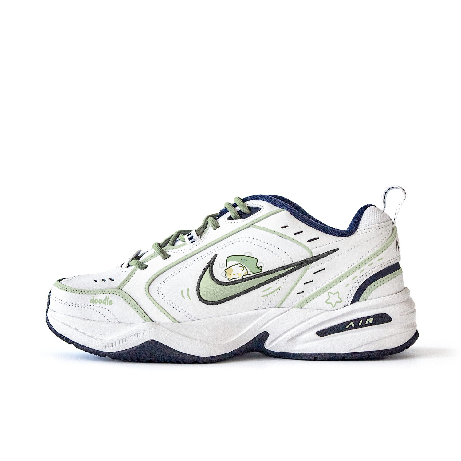 

Nike Эйр Монарх 4 противоскользящие износостойкие низкие массивные кроссовки унисекс бело-зеленые, цвет White Green