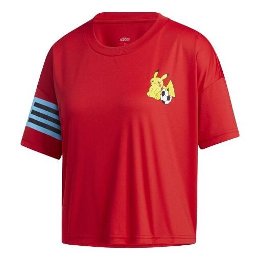 

Футболка x pokemon crossover печать тренировочные спортивные с коротким рукавом красные Adidas, красный