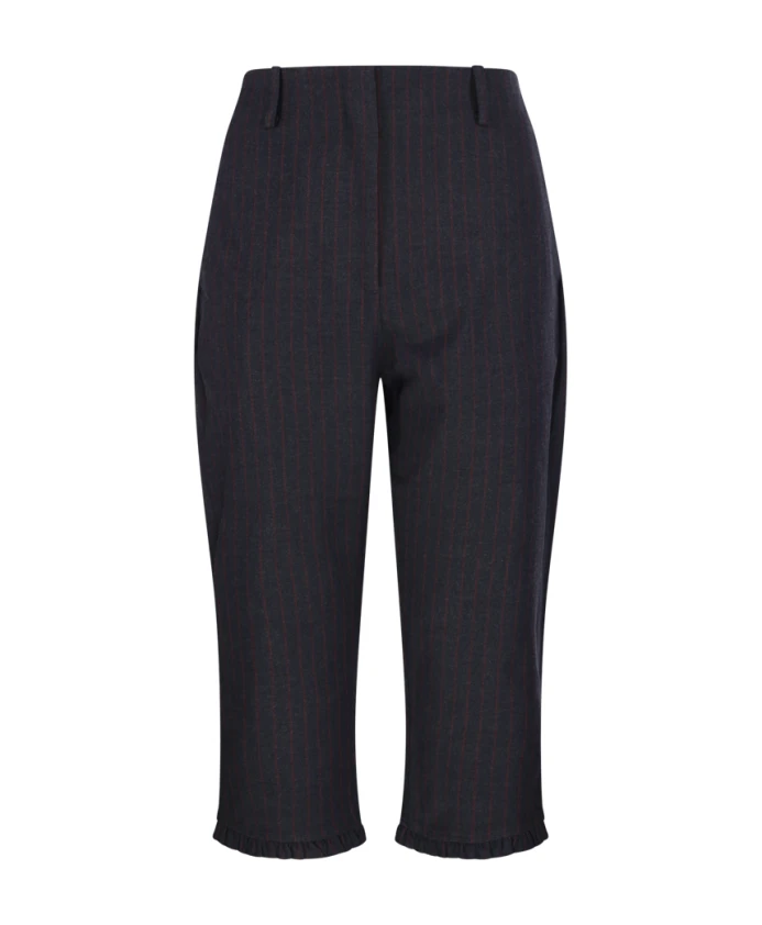 

Полосатые брюки-капри с классическим кроем Ganni, черный