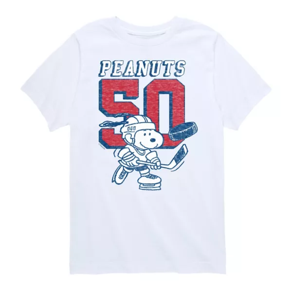

Футболка с хоккейным принтом Peanuts и Snoopy для мальчиков 8-20 лет Licensed Character, белый
