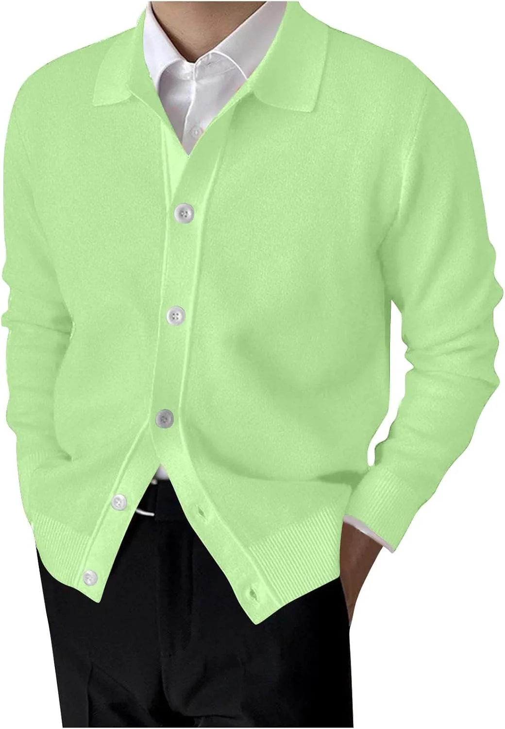 

Мужской кардиган Casual Wool с длинным рукавом и воротником на пуговицах