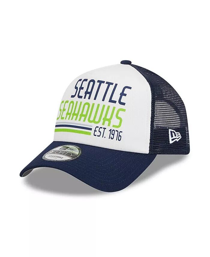 

Мужская белая, темно-синяя регулируемая шляпа Seattle Seahawks с А-образной рамой Trucker 9FORTY New Era, белый