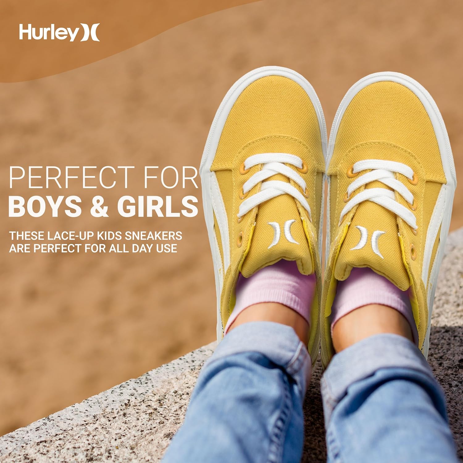 Кеды Hurley Boardy Kids с шнуровкой - низкие кроссовки для скейтборда для детей, спортивная обувь для мальчиков и девочек, белый — фото 3