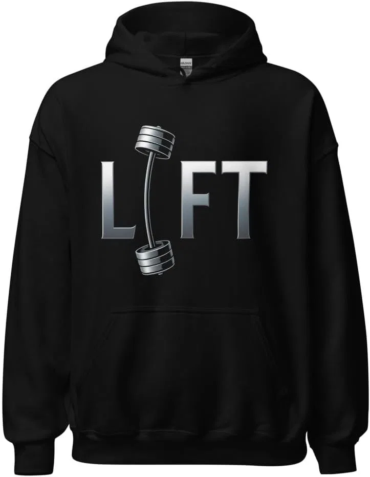 Худи унисекс с графическим изображением гантелей LIFT для тренажерного зала – мотивационная фитнес-тренировка для любителей фитнеса